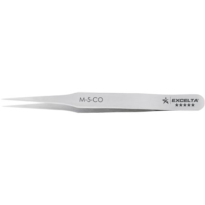 Excelta M-5-CO - 5-Star Cobaltima® Straight Very Fine Point Miniature Tweezers - 3.125"