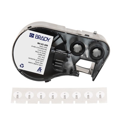 Brady M4-82-499 Aggressive Adhesive Multi-Purpose Nylon Labels - 0.375" Black on White - RL/240