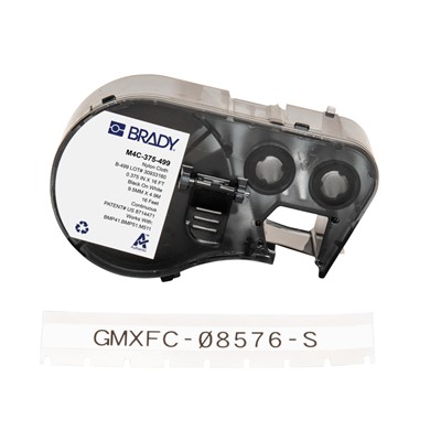 Brady M4C-375-499 Aggressive Adhesive Multi-Purpose Nylon Labels - 0.375" W x 16' - Black on White