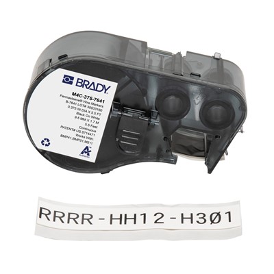 Brady M4C-375-7641 PermaSleeve® Low Smoke Zero Halogen Heat-Shrink Label Polyolefin 0.375" BK/WT