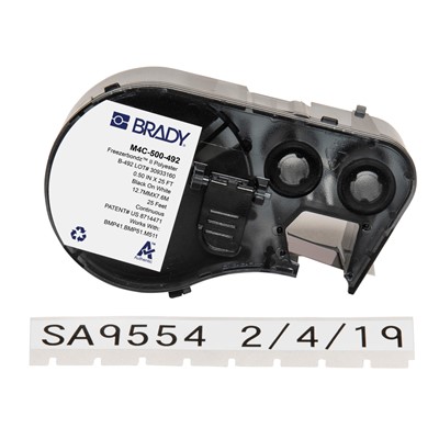 Brady M4C-500-492 FreezerBondz™ Ultra-Thin Cryogenic Polyester Labels - 0.5" W x 25' - Black on White