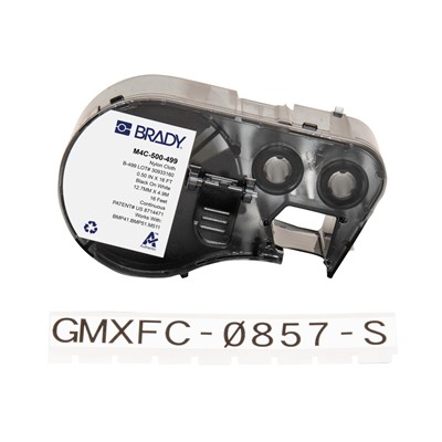 Brady M4C-500-499 Aggressive Adhesive Multi-Purpose Nylon Labels - 0.5" W x 16' - Black on White