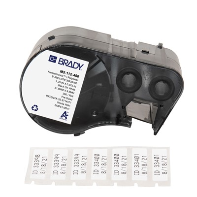 Brady M5-112-490 FreezerBondz™ Cryogenic Matte Polyester Labels - 0.375"H x 1.25" W - BK/WT - RL/360