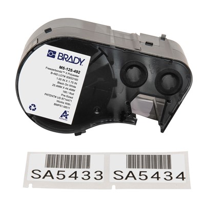Brady M5-125-492 FreezerBondz™ Ultra-Thin Cryogenic Polyester Labels - 1"H x 1.75" W - BK/WT - RL/180