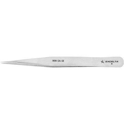 Excelta MM-SA-SE - 1-Star Economy Straight Tip Sturdy Point Tweezers - Anti-Magnetic Stainless Steel - 5"