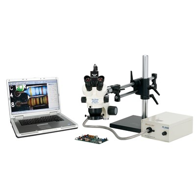 O.C. White TKDPZT-A - Pro-Zoom™ Digital Trinocular Microscope w/Micro-Lite® FL3000-A Fiber-Optic Annular Ring Light & Digital Camera - 2 MP