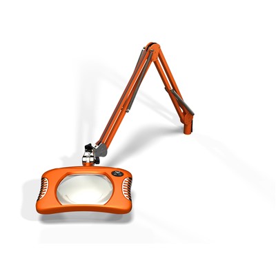 O.C. White 82300-4 - Green-Lite® Rectangular LED Magnifier - ESD-Safe Illuminated Magnifier - 7" x 5.25" - Screw-Down Base - Brilliant Orange