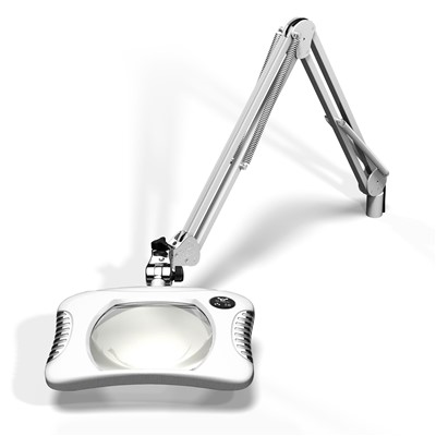 O.C. White 82300-4 - Green-Lite® Rectangular LED Magnifier - ESD-Safe Illuminated Magnifier - 7" x 5.25" - Screw-Down Base - Medical White