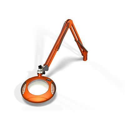 O.C. White 42400-5 - Green-Lite® LED Magnilite® ESD-Safe Illuminated Magnifier - 6" Round - 5 Diopter - Clamp Base - Brilliant Orange