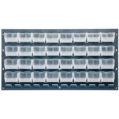 Quantum Storage Systems QLP-3619-210-32CL - Clear-View Series Louvered Panel w/32 QUS210CL Bins - 36" x 19" - Gray