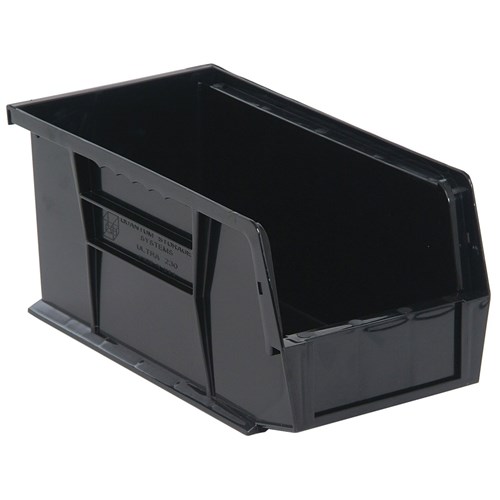 Quantum Storage Systems QUS230CO - Ultra Stack and Hang Bin - Conductive - I.D. 10.25" L x 4.375" W x 4.75" H - Black - 12/Carton