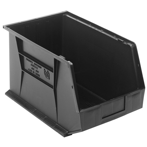Quantum Storage Systems QUS260CO - Ultra Stack and Hang Bin - Conductive - I.D. 17.125" L x 10" W x 9.75" H - Black - 4/Carton