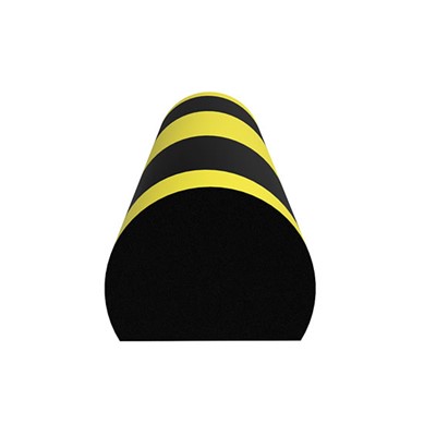 Ergomat RDSB120-BK - Round Surface Bumper - 48" Long - Black/Yellow Surface on Black Expanded Foam Pad