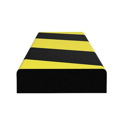 Ergomat RESB120-BK - Rounded Edge Surface Bumper - 48" Long - Black/Yellow Surface on Black Expanded Foam Pad