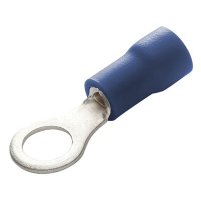Eclipse 902-444-10 - Insulated PVC Ring Terminal - 16-14AWG - 0.25" Stud Size - Brazed Seam - Blue - 10/Pack