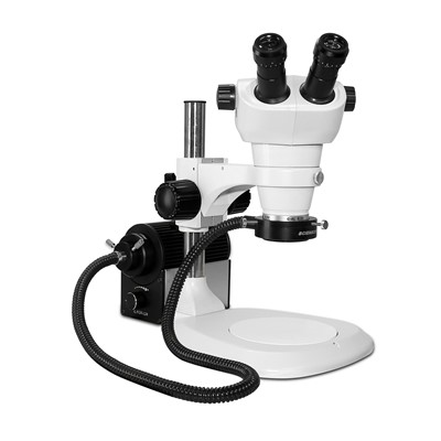 Scienscope NZ-PK1-AN - NZ Series Stereo Zoom Binocular Microscope on Post Stand w/Fiber Optic Annular Ring Light