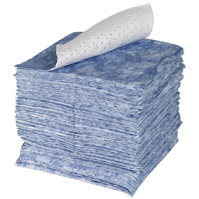 Brady SPC105 - SPC Oil Heavy Weight Absorbent Pad (1 Side w/Blue Coverstock) - Perforated - 15" x 19" - 100/Bale