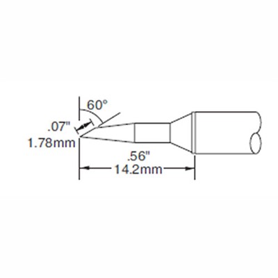 Metcal STTC-047-PK - STTC 600 Series Bevel Soldering Tip Cartridge - 1.78 mm (0.07") - 60°