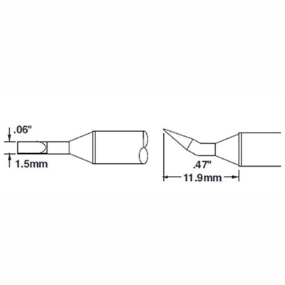 Metcal STTC-099 - STTC 600 Series Bent Chisel Soldering Tip Cartridge - 1.5 mm (0.06") - 30°