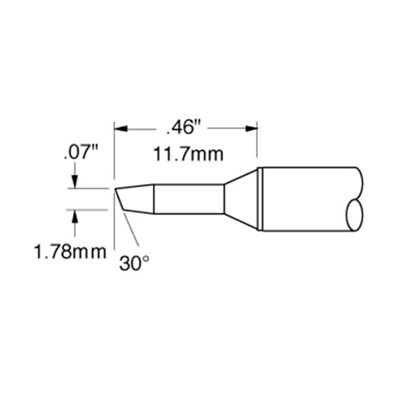 Metcal STTC-105 - STTC 700 Series Chisel Soldering Tip Cartridge - 1.78 mm (0.07") - 30°