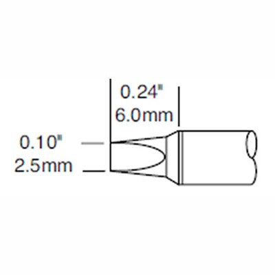 Metcal STTC-136P-PK - STTC 700 Series Chisel Soldering Tip Cartridge - 2.5 mm (0.1") - 30°