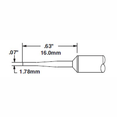 Metcal STTC-142 - STTC 700 Series Long Bent Conical Soldering Tip Cartridge - 1.78 mm (0.07") - 60°