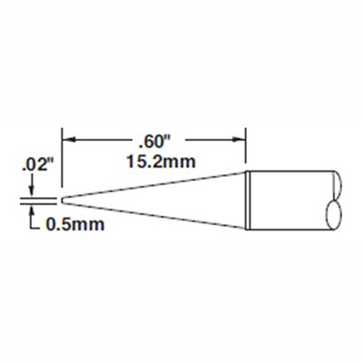 Metcal STTC-143 - STTC 700 Series Chisel Long Soldering Tip Cartridge - 0.5 mm (0.02")
