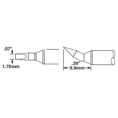 Metcal STTC-198-PK - STTC 700 Series Bent Chisel Soldering Tip Cartridge - 1.78 mm (0.07") - 30°
