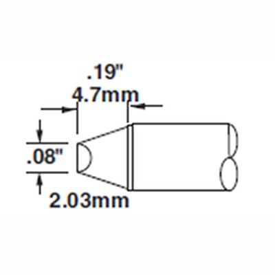 Metcal STTC-514 - STTC 500 Series Chisel Soldering Tip Cartridge - 2 mm (0.08") - 45°