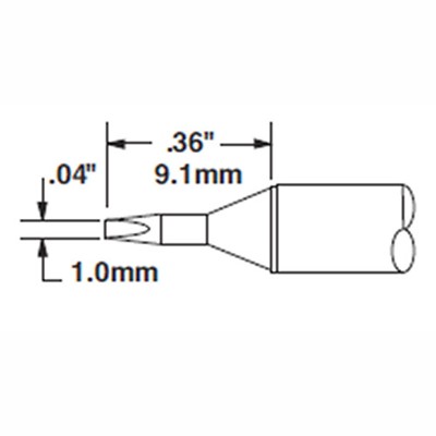 Metcal STTC-525 - STTC 500 Series Conical Soldering Tip Cartridge - 1 mm (0.04") - 30°