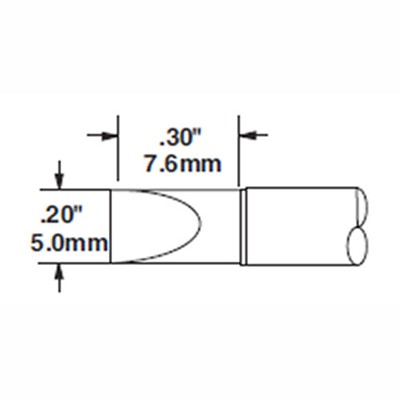 Metcal STTC-817-PK - STTC 800 Series Large Chisel Soldering Tip Cartridge - 5 mm (0.2") - 30°