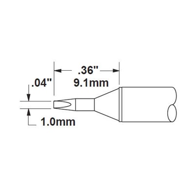 Metcal CVC-5CH0010P - Chisel Soldering Cartridge - 30° - 500° - 1 mm (0.04")