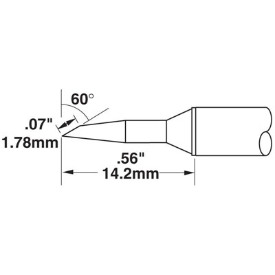 Metcal CVC-6BV6018P - Bevel Soldering Cartridge - 60° - 600° - 1.78 mm (0.07")