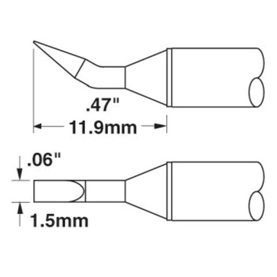 Metcal CVC-5CH0015R - Chisel Soldering Cartridge - 30° - 500° - 1.5 mm (0.06")