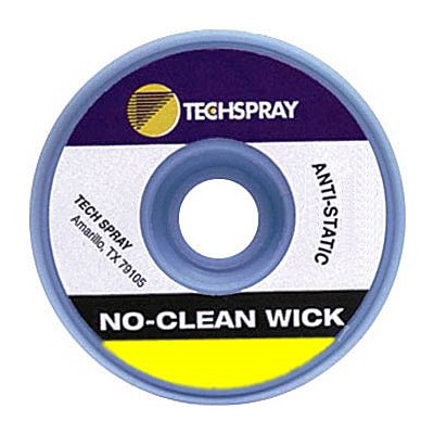 Techspray 1821-10F - No-Clean Desoldering Braid - Anti-Static Bobbin - 10' Spool - #2 Yellow