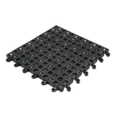 Wearwell 561.78x18x18BK-CS10 - ErgoDeck® Open w/GritWorks!® Modular Interlocking Ergonomic PVC Anti-Fatigue Tile - 18" x 18" - Black - 10/Case