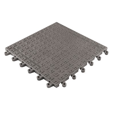 Wearwell 566.78x18x18CH - ErgoDeck® SOFT Solid Modular Interlocking Ergonomic PVC Anti-Fatigue Tile - 18" x 18" - Charcoal