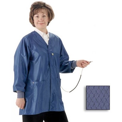 Tech Wear ESD-Safe Lab Jacket - Hallmark-Style w/V-Neck & Raglan Sleeves - ESD Cuffs - IVX-400 - Hip Length - Royal Blue