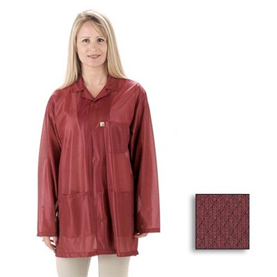 Tech Wear ESD-Safe Lab Jacket - Lapel Collar - OFX-100 - Hip Length - Burgundy