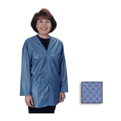 Tech Wear ESD-Safe Lab Jacket - V-Neck - OFX-100 - Hip Length - Blue