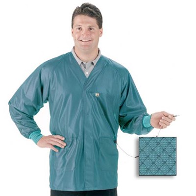 Tech Wear ESD-Safe Lab Jacket - Hallmark-Style w/V-Neck & Raglan Sleeves - ESD Cuffs - OFX-100 - Hip Length - Teal