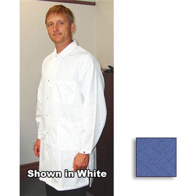 Tech Wear Nylostat Lab Coat - Lapel Collar - Poly-Cotton Blend - Knee Length - Royal Blue