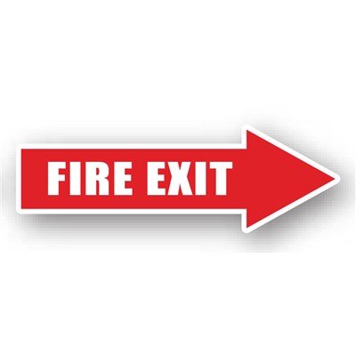 Ergomat - DuraStripe Directional Peel & Stick Floor Safety Sign - "Right Arrow (Fire Exit)" - 34" x 12"