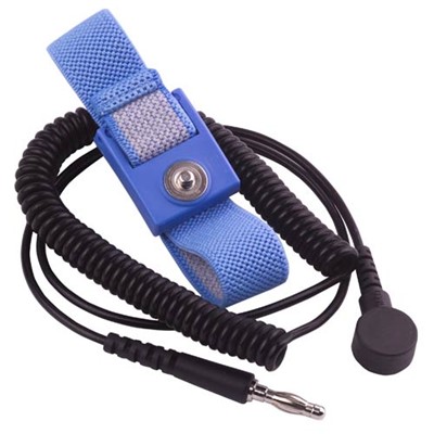 Transforming Technologies WB1637 - Fabric Wrist Strap Set - 6' Coil Cord - 4 mm Snap - Blue