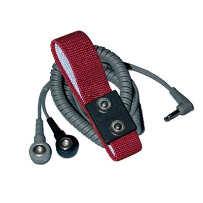 Transforming Technologies WB2585 - Fabric Wrist Strap Set - 12' Dual-Wire Coil Cord - 4 mm Dual-Snap - Maroon