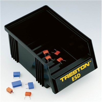 Treston 1015-4ESD - ESD Stacking Bin - 4.13" x 2.95" x 6.49" O.D. - Black