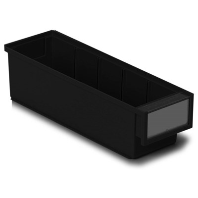 Treston 3010-4ESD - ESD Storage Bin w/Label & Shield - 3.62" x 3.22" x 11.81" O.D. - Black