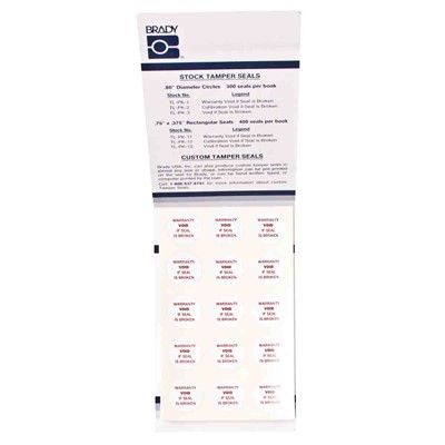 Brady TL-PK-1 Tamper Seal Label *Warranty Void* 300/Bk