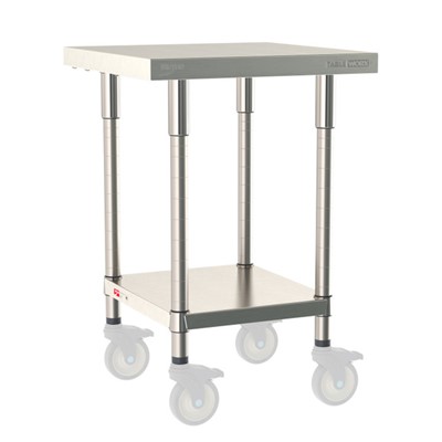 InterMetro Industries TWM2424FS-316-S TableWorx Mobile-Ready 24" x 24 " - 316 Surface - Stainless Steel Under Shelf - All Stainless Steel Finish