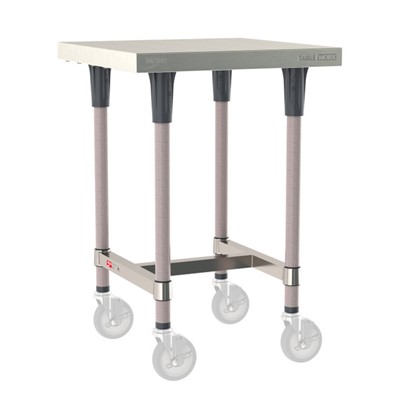 InterMetro Industries TWM2424SI-304-K TableWorx Mobile-Ready 24" x 24 " - 304 Surface - Stainless Steel I-Frame - Metroseal Gray Epoxy Coated Legs and Polymer Leg Mounts